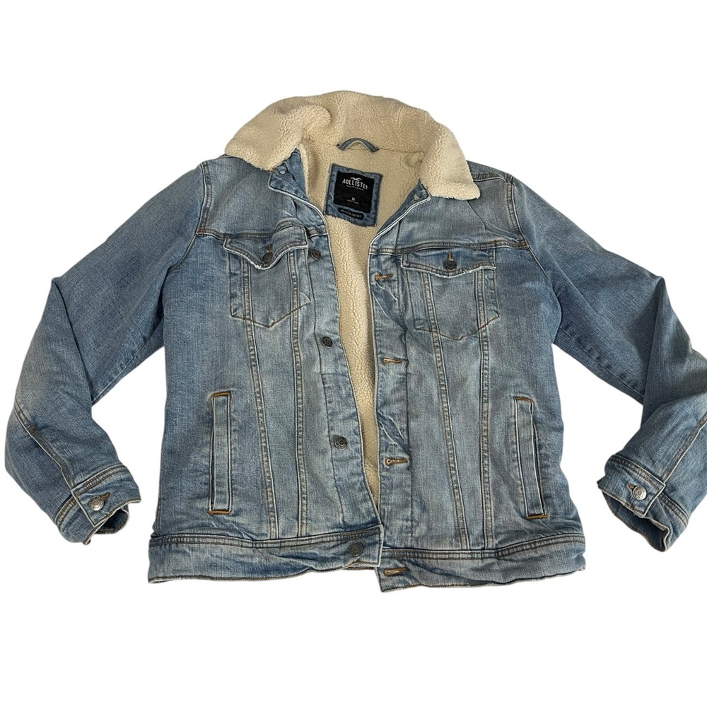 Hollister Epic Flex Denim and Sherpa Lined Jacket Size Medium